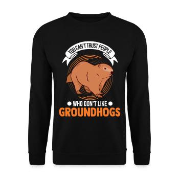 Murmeltier Groundhog Marmot Waldmurmeltier - Unisex Pullover - Schwarz - Vorne - Alina (178cm) & Michal (187cm)