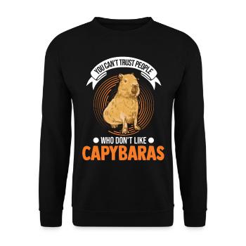 You can't trust people who don't like Capybaras - Unisex Pullover - Schwarz - Vorne - Alina (178cm) & Michal (187cm)