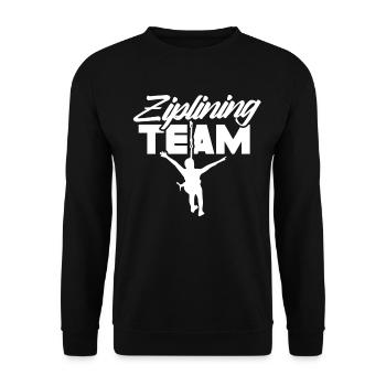 Ziplining Team Sprüche Sport Zipline Seilrutsche - Unisex Pullover - Schwarz - Vorne - Alina (178cm) & Michal (187cm)