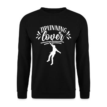 Ziplining Liebhaber Seilrutsche Sport Zipline - Unisex Pullover - Schwarz - Vorne - Alina (178cm) & Michal (187cm)