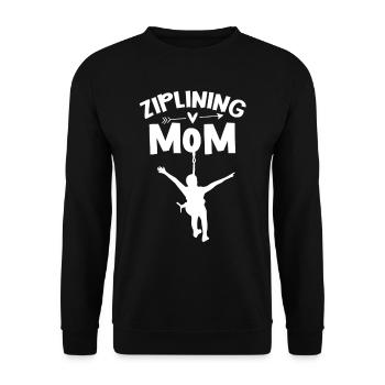 Ziplining Mama Sport Zipline Sprüche Seilrutsche - Unisex Pullover - Schwarz - Vorne - Alina (178cm) & Michal (187cm)