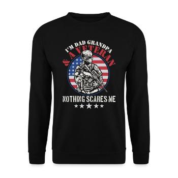 Bin Papa Opa Und Veteran Nichts Macht Mir Angst - Unisex Pullover - Schwarz - Vorne - Alina (178cm) & Michal (187cm)