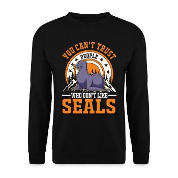 Seal Gift Sea Lion Seal - Unisex Sweatshirt - black - Front - Alina (178cm) & Michal (187cm)