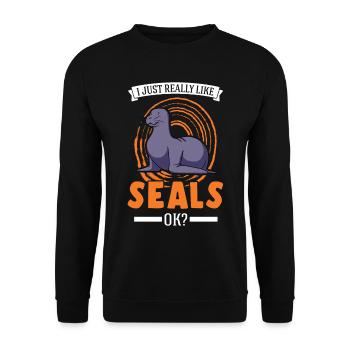 I just really like Seal Seal Seals - Unisex Sweatshirt - black - Front - Alina (178cm) & Michal (187cm)