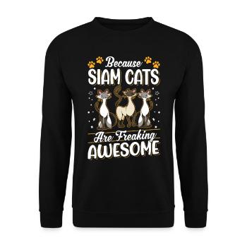 Because Siam Cats are freaking awesome - Unisex Sweatshirt - black - Front - Alina (178cm) & Michal (187cm)