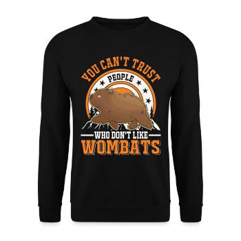 Australischer Wombat - Unisex Pullover - Schwarz - Vorne - Alina (178cm) & Michal (187cm)