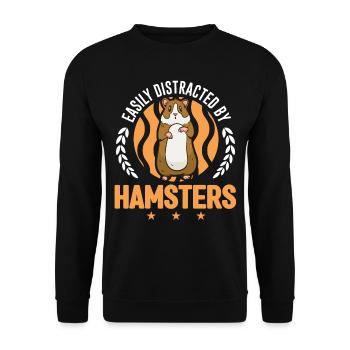 Easily distracted by Hamsters Goldhamster - Unisex Sweatshirt - black - Front - Alina (178cm) & Michal (187cm)