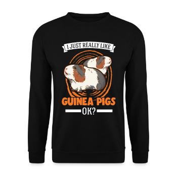J’aime beaucoup les cochons d’Inde Meerschweinchen - Sweat-shirt Unisexe - noir - Devant - Alina (178cm) & Michal (187cm)