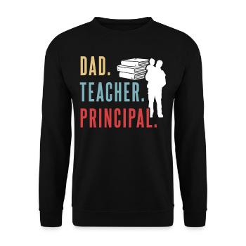 Father Teacher Principal Papa Father's Day Homeschool - Unisex Sweatshirt - black - Front - Alina (178cm) & Michal (187cm)