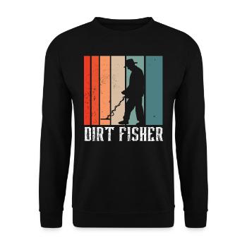 Dirt Fischer Metal Detecting Dirt Fishing - Unisex Pullover - Schwarz - Vorne - Alina (178cm) & Michal (187cm)
