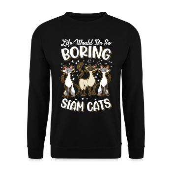 Siamkatze Siamesische Katze Siam Cat - Unisex Pullover - Schwarz - Vorne - Alina (178cm) & Michal (187cm)