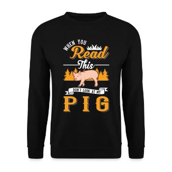 Schweine Geschenk Landwirt Schweinchen - Unisex Pullover - Schwarz - Vorne - Alina (178cm) & Michal (187cm)
