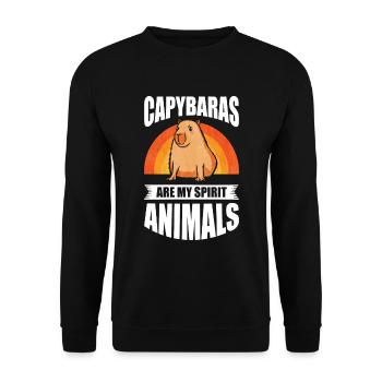 Capybaras are my spirit animals - Unisex Pullover - Schwarz - Vorne - Alina (178cm) & Michal (187cm)