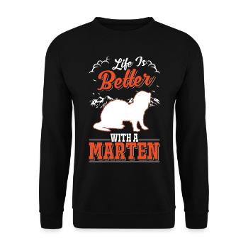 Life is better with a Marten Tree Marten Marten Marten - Unisex Sweatshirt - black - Front - Alina (178cm) & Michal (187cm)