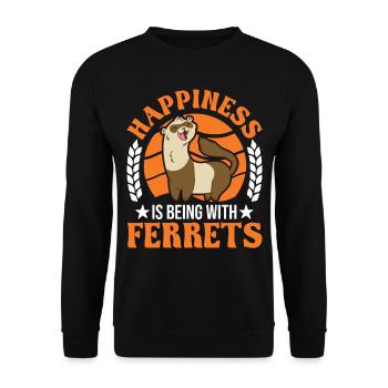 Happiness is being with Ferrets Frettchen - Unisex Pullover - Schwarz - Vorne - Alina (178cm) & Michal (187cm)