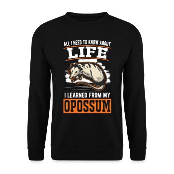 Opossum Geschenk Possum Beutelratte - Unisex Pullover - Schwarz - Vorne - Alina (178cm) & Michal (187cm)