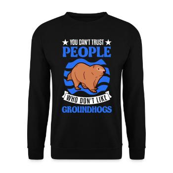 Murmeltier Groundhog Marmot Waldmurmeltier - Unisex Pullover - Schwarz - Vorne - Alina (178cm) & Michal (187cm)