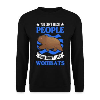 Australischer Wombat - Unisex Pullover - Schwarz - Vorne - Alina (178cm) & Michal (187cm)