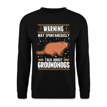 Murmeltier Geschenk Groundhog Day Woodchuck - Unisex Pullover - Schwarz - Vorne - Alina (178cm) & Michal (187cm)