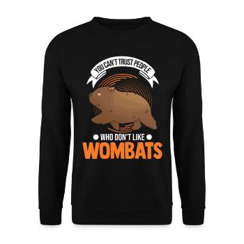 Australischer Wombat - Unisex Pullover - Schwarz - Vorne - Alina (178cm) & Michal (187cm)