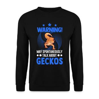 Gecko Geschenk Leopardgecko - Unisex Pullover - Schwarz - Vorne - Alina (178cm) & Michal (187cm)