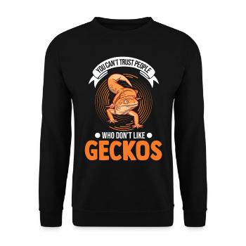Gecko Gift Leopard Gecko - Unisex Sweatshirt - black - Front - Alina (178cm) & Michal (187cm)