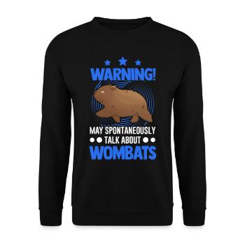 Warning May spontaneously talk about Wombats - Unisex Sweatshirt - black - Front - Alina (178cm) & Michal (187cm)