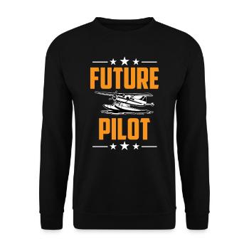 Future Pilot Light Aircraft Small Aircraft Jet - Unisex Sweatshirt - black - Front - Alina (178cm) & Michal (187cm)