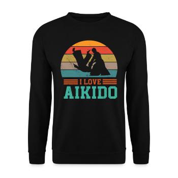I love Aikido martial arts martial arts fighter - Unisex Sweatshirt - black - Front - Alina (178cm) & Michal (187cm)
