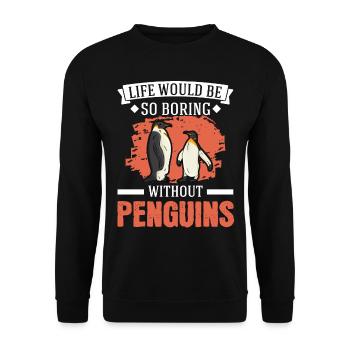 Penguin Gift Penguin - Unisex Sweatshirt - black - Front - Alina (178cm) & Michal (187cm)