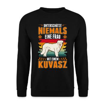 Kuvasz Besitzerin Ungarischer Kuvasz Frau - Unisex Pullover - Schwarz - Vorne - Alina (178cm) & Michal (187cm)