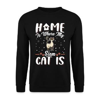 Siamkatze Zuhause Siamesische Katze Siam Cat - Unisex Pullover - Schwarz - Vorne - Alina (178cm) & Michal (187cm)