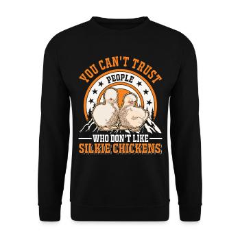 Silk Chicken Gift Silkie Chicken - Unisex Sweatshirt - black - Front - Alina (178cm) & Michal (187cm)