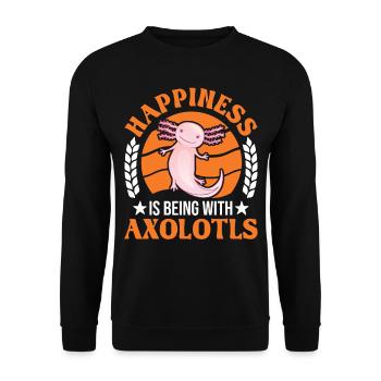 Happiness is being with Axolotls Tail Lurch - Unisex Sweatshirt - black - Front - Alina (178cm) & Michal (187cm)