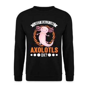 J’aime beaucoup Axolotls Tail Luch - Sweat-shirt Unisexe - noir - Devant - Alina (178cm) & Michal (187cm)