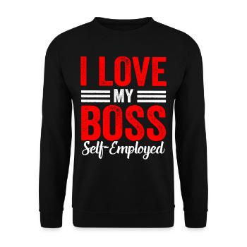 J’aime mon patron (travailleur indépendant) pigiste - Sweat-shirt Unisexe - noir - Devant - Alina (178cm) & Michal (187cm)