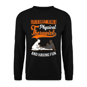 Physiotherapist Gift Physiotherapy Physio - Unisex Sweatshirt - black - Front - Alina (178cm) & Michal (187cm)