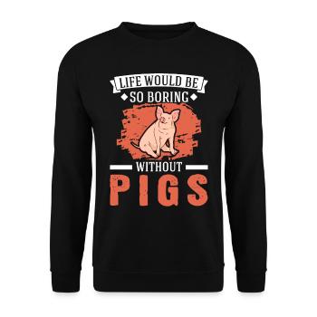 Cadeau cochon Fermier Cochons - Sweat-shirt Unisexe - noir - Devant - Alina (178cm) & Michal (187cm)
