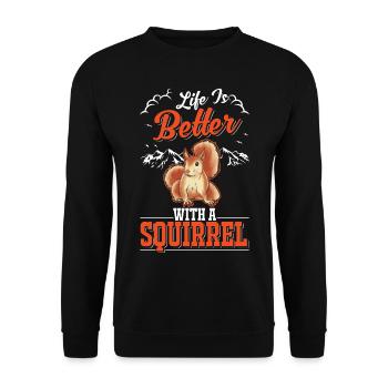 La vie est meilleure avec un écureuil Eichhörnchen - Sweat-shirt Unisexe - noir - Devant - Alina (178cm) & Michal (187cm)