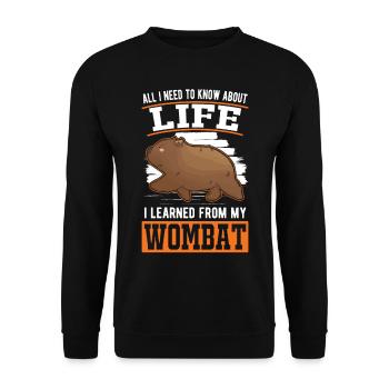 Australischer Wombat - Unisex Pullover - Schwarz - Vorne - Alina (178cm) & Michal (187cm)