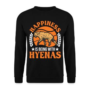 Le bonheur, c’est d’être avec Hyenas Hyena - Sweat-shirt Unisexe - noir - Devant - Alina (178cm) & Michal (187cm)