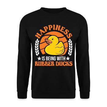 Happiness is being with Rubber Ducks Rubber Duck - Unisex Sweatshirt - black - Front - Alina (178cm) & Michal (187cm)