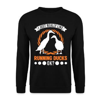 I just really like Running Ducks, ok Laufente - Unisex Sweatshirt - black - Front - Alina (178cm) & Michal (187cm)
