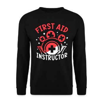 Instructor for First Aid Course Teacher Trainer - Unisex Sweatshirt - black - Front - Alina (178cm) & Michal (187cm)