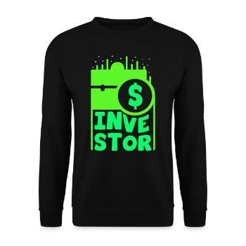 Investor Anlegen Anleger Investieren Finanzier - Unisex Pullover - Schwarz - Vorne - Alina (178cm) & Michal (187cm)