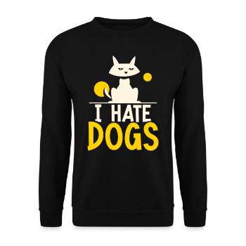 I hate dogs pet cats lover cat - Unisex Sweatshirt - black - Front - Alina (178cm) & Michal (187cm)
