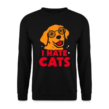 Ich Hasse Katzen Liebhaber Hund Welpe Tier - Unisex Pullover - Schwarz - Vorne - Alina (178cm) & Michal (187cm)