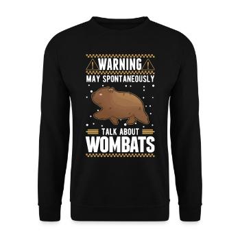 Warning May spontaneously talk about Wombats - Unisex Sweatshirt - black - Front - Alina (178cm) & Michal (187cm)