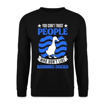 Indian Running Gift Running Duck - Unisex Sweatshirt - black - Front - Alina (178cm) & Michal (187cm)