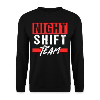 Nachtschicht Team Arbeit Kollege Nacht Schicht - Unisex Pullover - Schwarz - Vorne - Alina (178cm) & Michal (187cm)